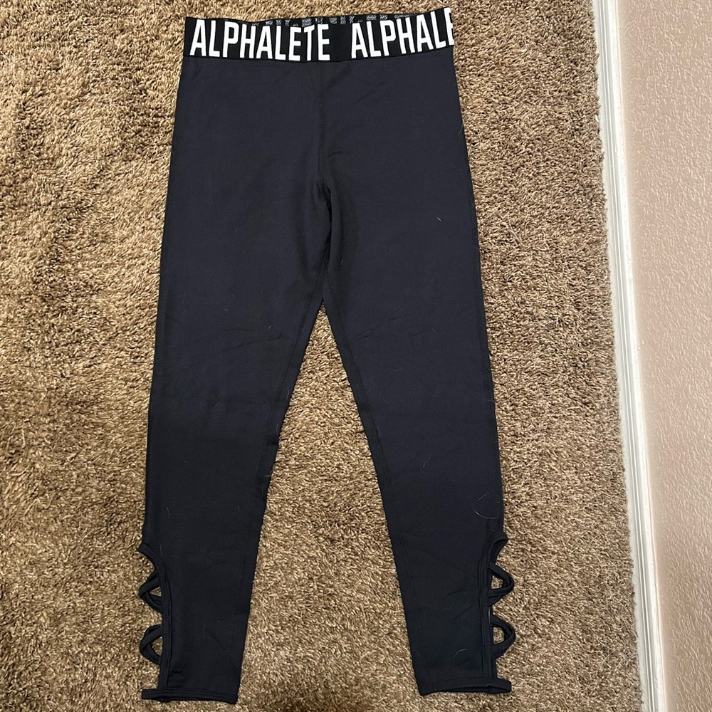 Alphalete Black Leggings with Logo Waistband